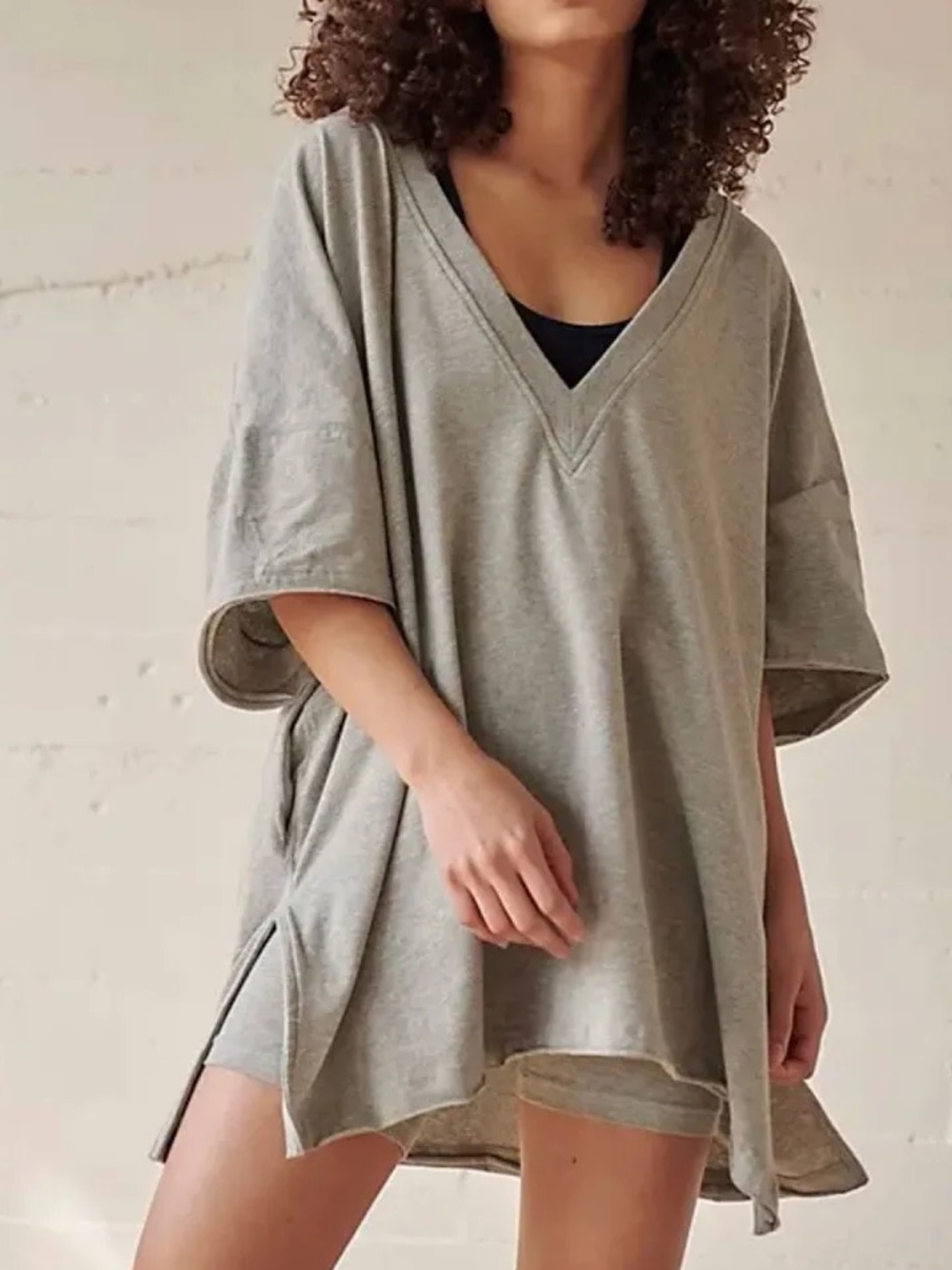 Free People Movement Heather Grey Short Sleeve Hot Shot Reversible Tee